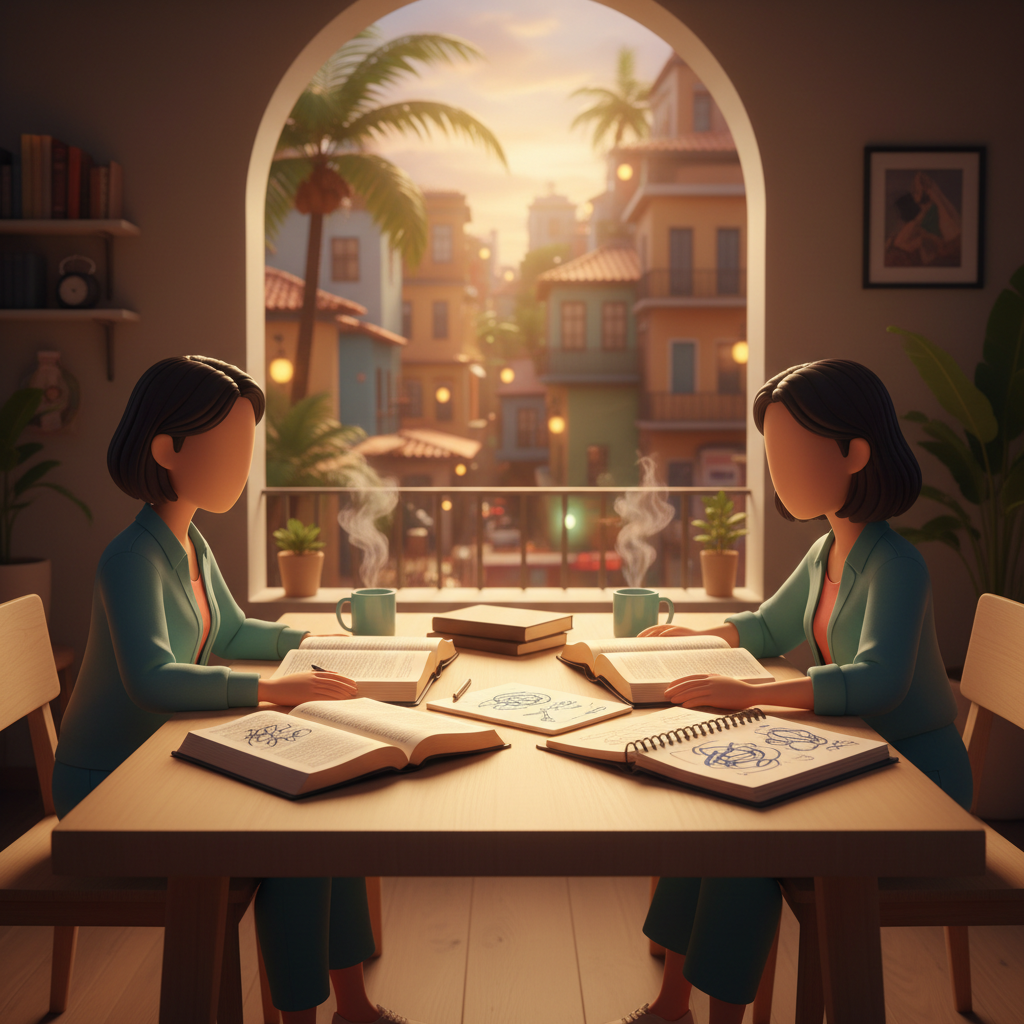 Dois cristãos estudando a Bíblia juntos em um encontro de discipulado